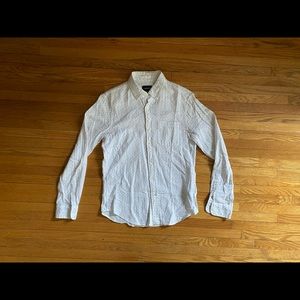 3 for $45: Club Monaco White and Grey Polka Dot Long Sleeve Button Down Shirt